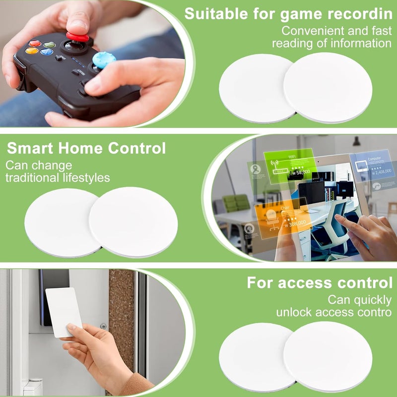 Telooco NFC Tag Stickers White NTAG215 Tag Rewritable Round Coin NFC Cards with Adhesive Back Compatible with Mobile Phones(50Pcs) - Image 4